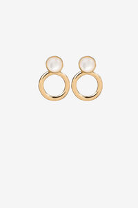 Cortefiel Medium earrings with pearl Gold