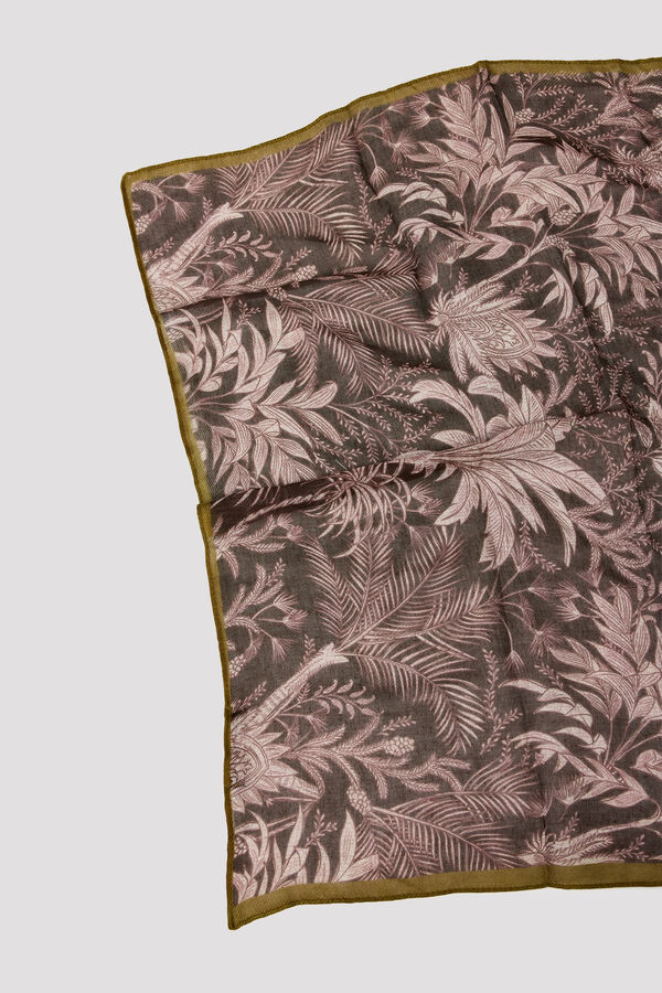 Cortefiel Palm print satin-finish scarf Printed red