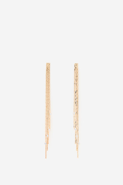 Cortefiel Strass fringe earring Gold