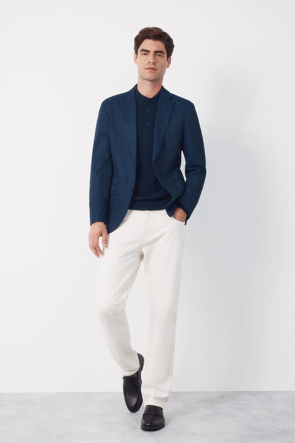 Cortefiel Jersey-knit blazer Blue