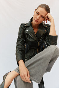 Cortefiel zip fastening leather jacket