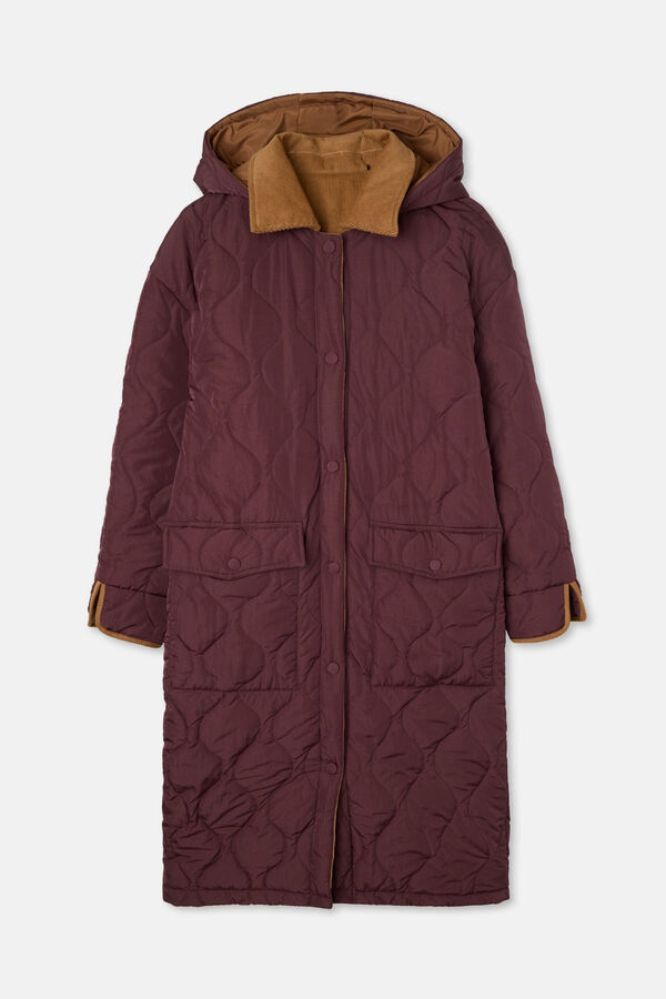 Silbon Parka longa acolchoada com detalhes de veludo cotelê Granada
