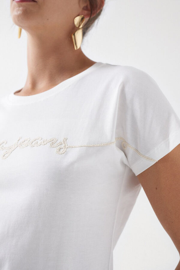 Cortefiel T-shirt with embroidered branding Beige