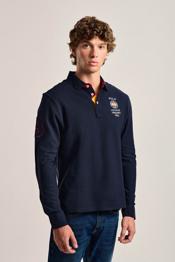 Valecuatro Valecuatro men's navy blue Spain shield polo shirt Navy