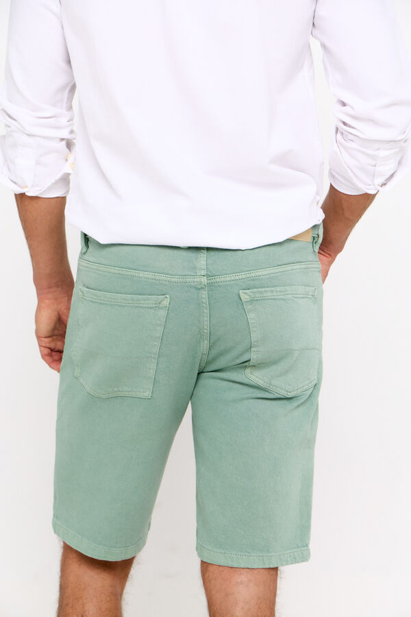 Cortefiel Coloured denim Bermuda shorts Green