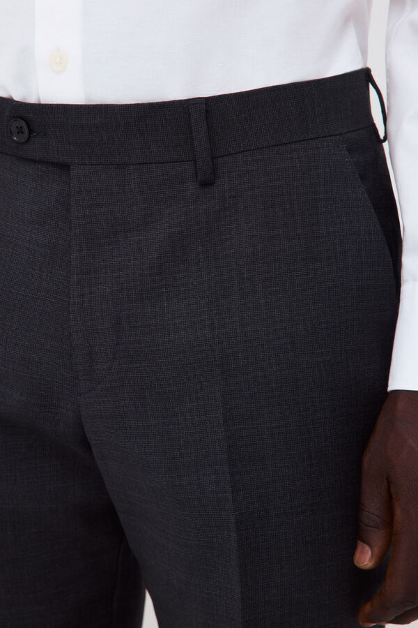 Cortefiel Grey smart fabric plaid slim trousers Dark grey