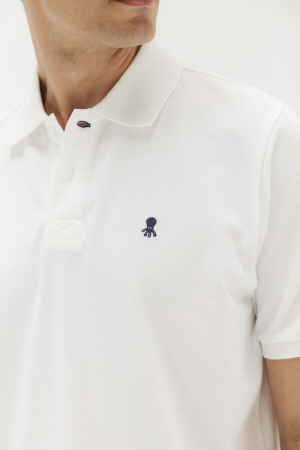 elPulpo Polo lavado bordado a contraste Blanco