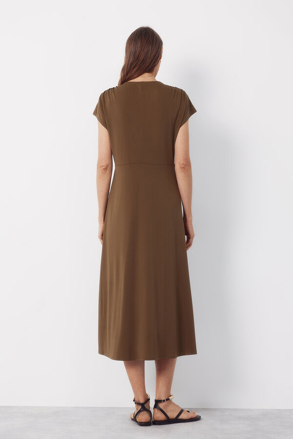 Cortefiel Braided print dress Kaki