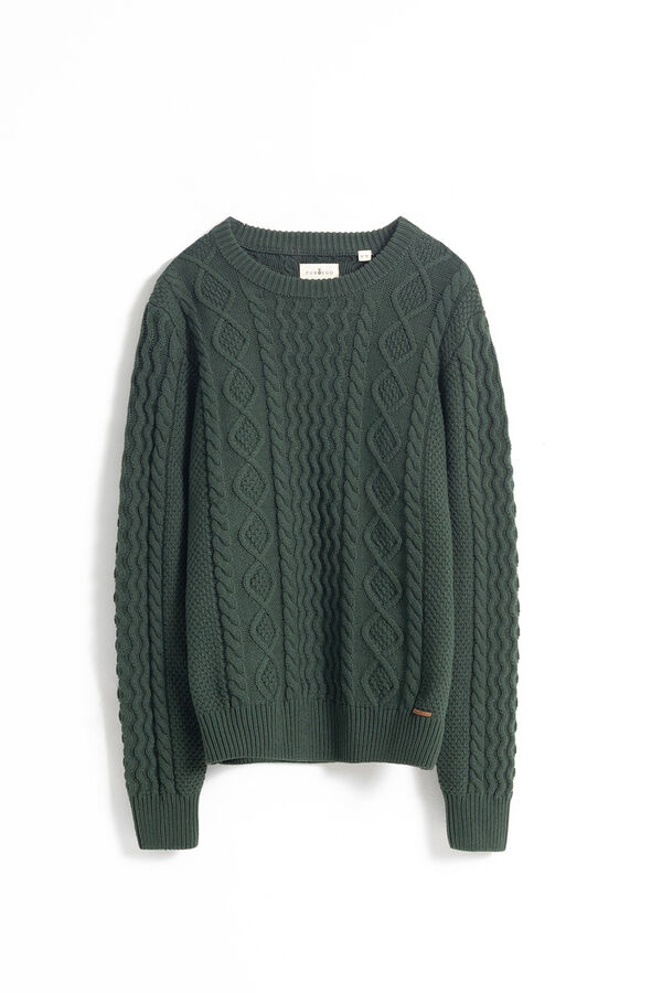 PuroEGO Suéter Aran com gola redonda Verde