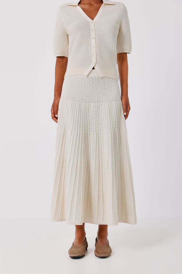 Cortefiel Knit midi skirt Ivory