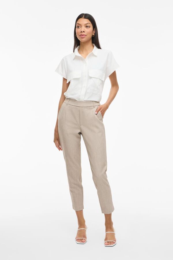 Vila Cal&ccedil;a de vestir comprida tornozelo em viscose Tostado