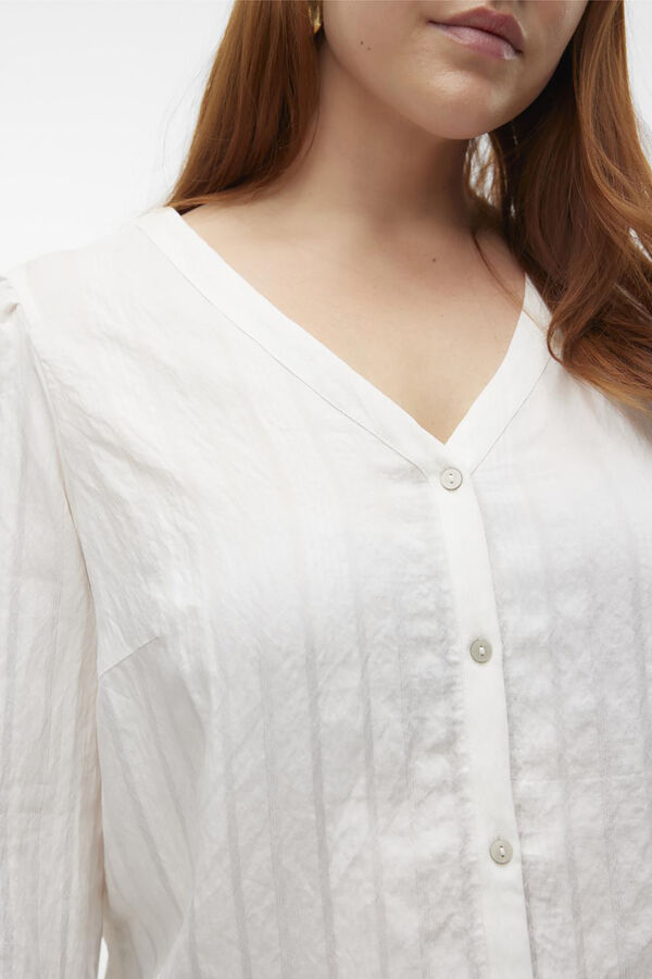 Cortefiel Camisa de manga comprida (tamanho grande)  Branco