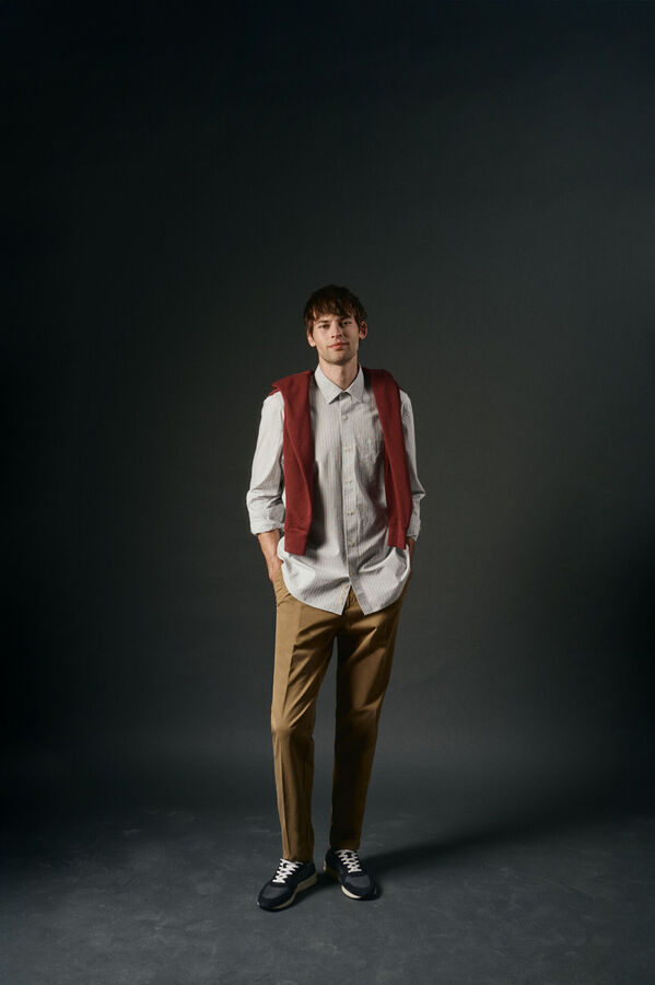 OOTO Structured striped shirt Blue