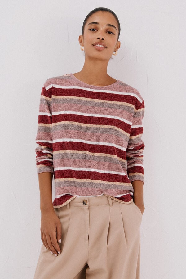 Cortefiel striped chenille t-shirt Multicolour