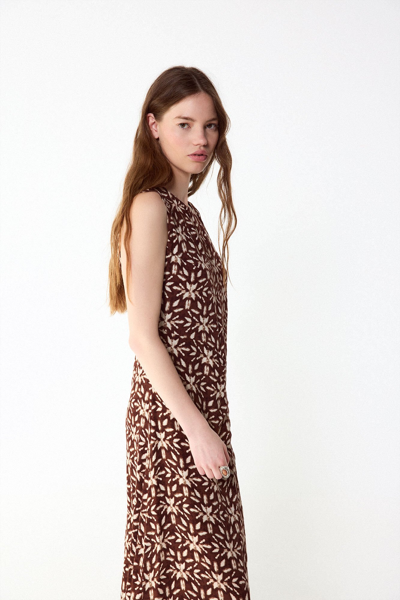 Slowlove Vestido estampado frunce