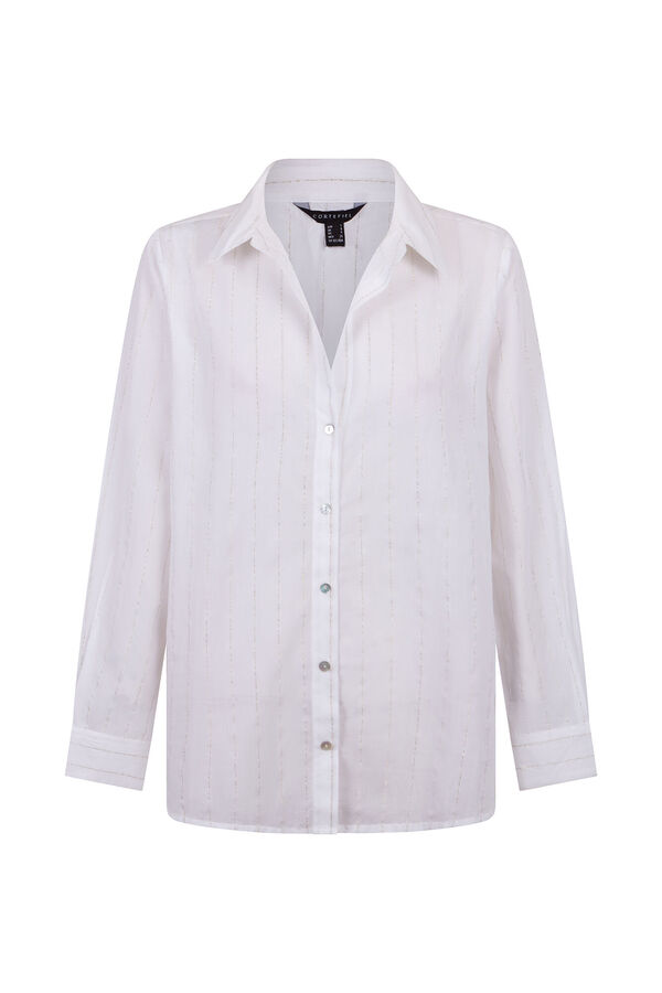 Cortefiel striped cotton shirt White