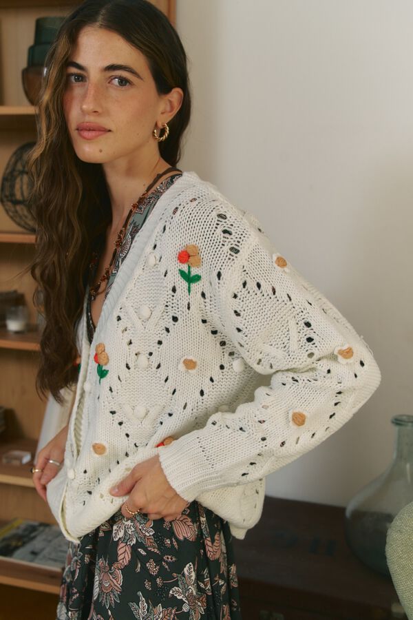 Jaase Casaco de malha Garden Branco