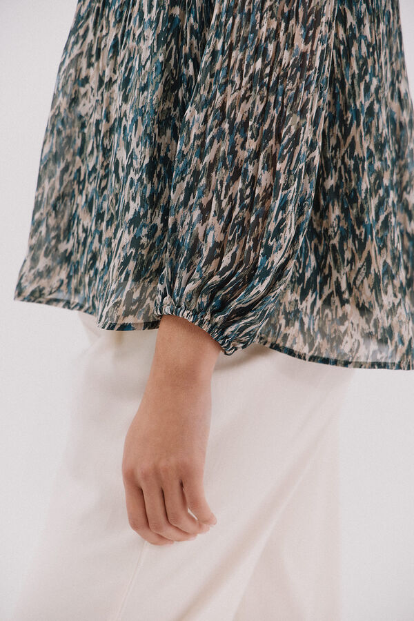 Cortefiel Contrast pleated blouse Multicolour