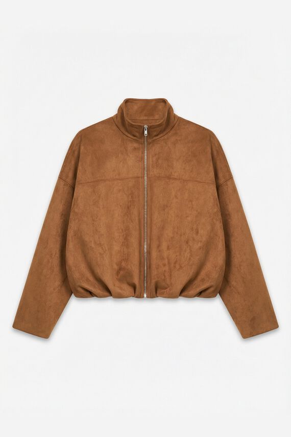 Chaqueta efecto ante con cremallera