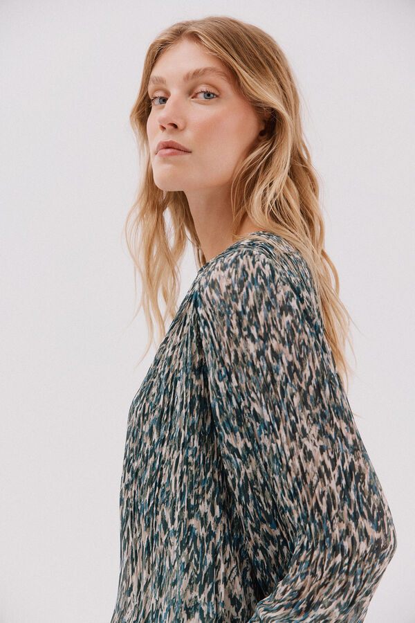 Cortefiel Contrast pleated blouse Multicolour