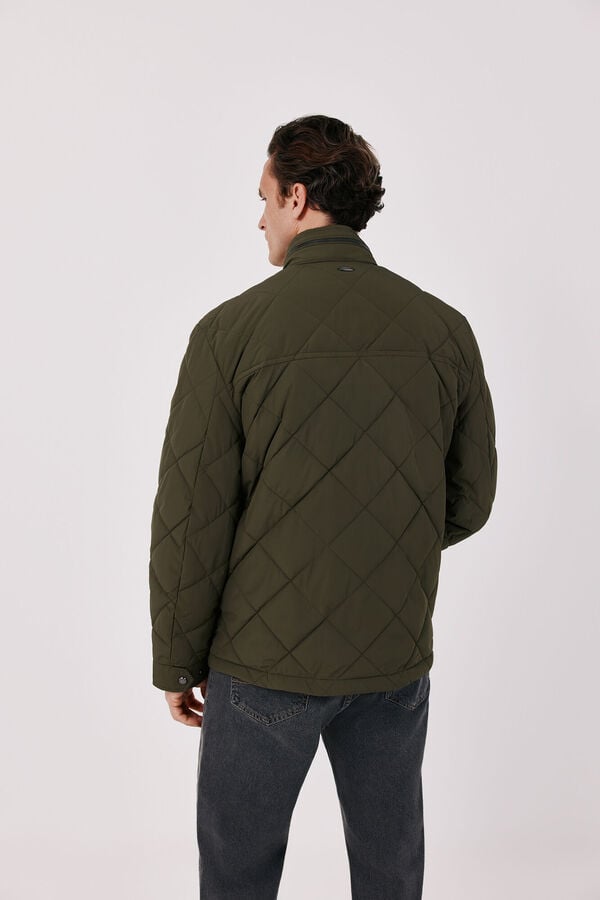 Cortefiel Diamond quilted field jacket Kaki