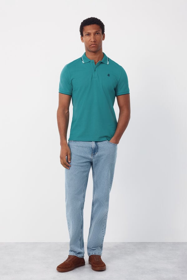 Cortefiel Polo shirt with tips Green