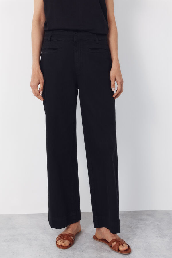 Cortefiel Piping trousers Black