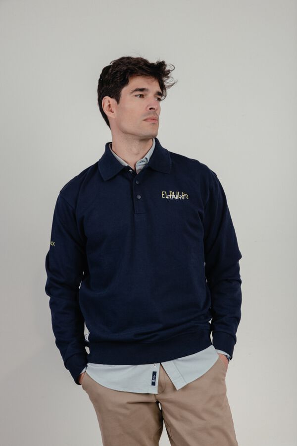 elPulpo Sweatshirt unisex com gola rugby Azul