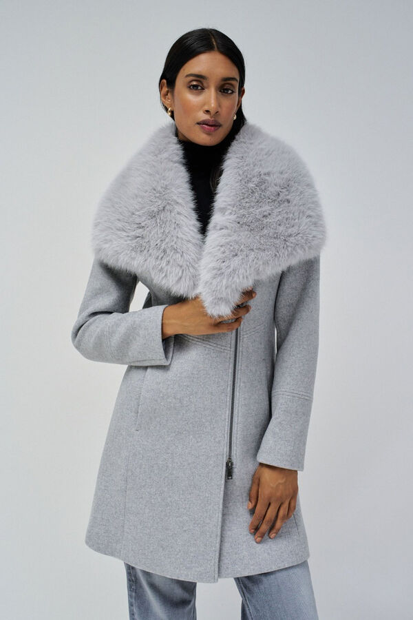 Salsa Jeans Grace cloth coat with fur Grey