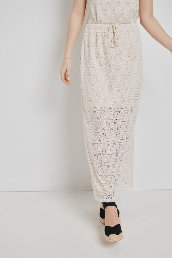 Vero Moda Falda midi con calados Beige