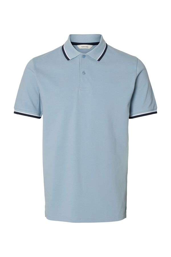 Selected Piqu&eacute; short sleeve polo shirt Blue
