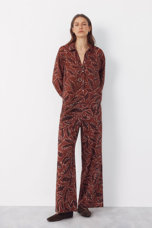 Cortefiel Camisa estampada Castanho