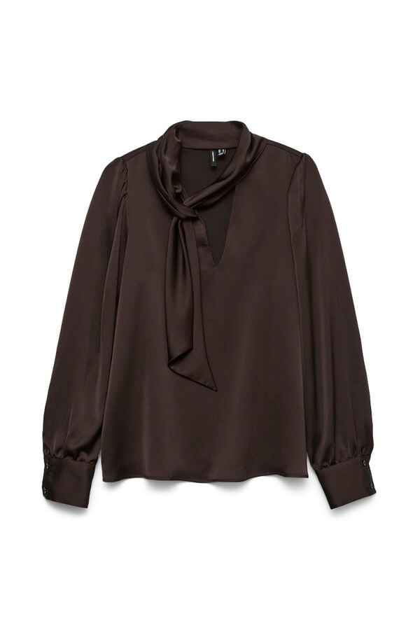 Vero Moda Camisa de cetim com laçada laço  Castanho