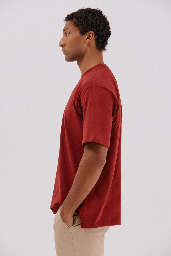 Cortefiel Basic T-shirt Maroon