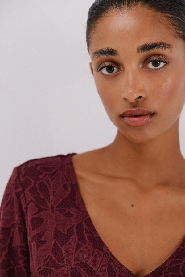 Cortefiel Jacquard dress Maroon
