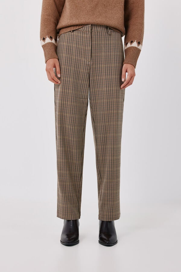 Cortefiel Women's tailored trousers Printed white