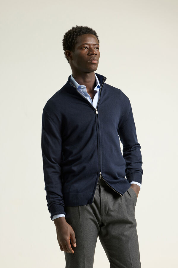 PuroEGO Chaqueta cremallera punto Azul marino