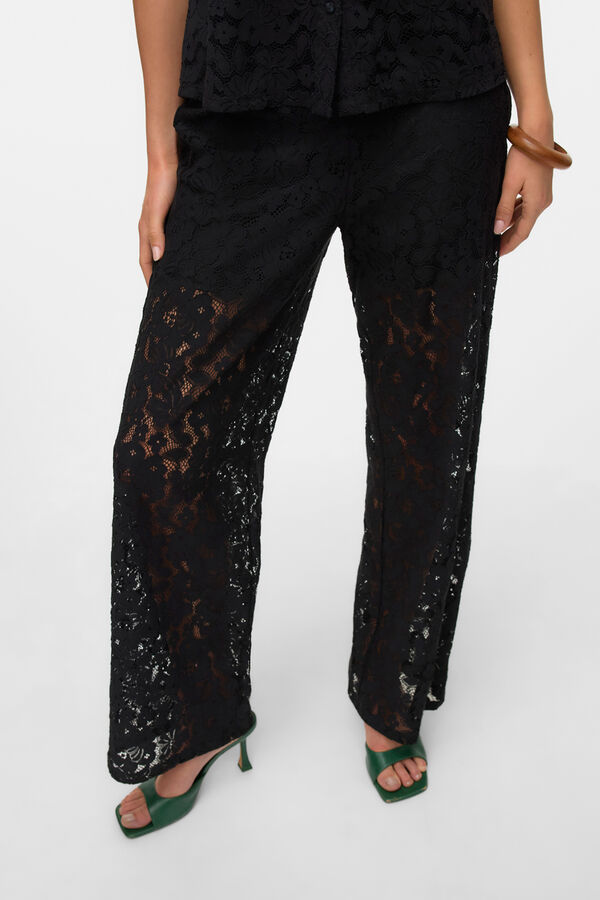 Vero Moda Cal&ccedil;a comprida de renda Preto