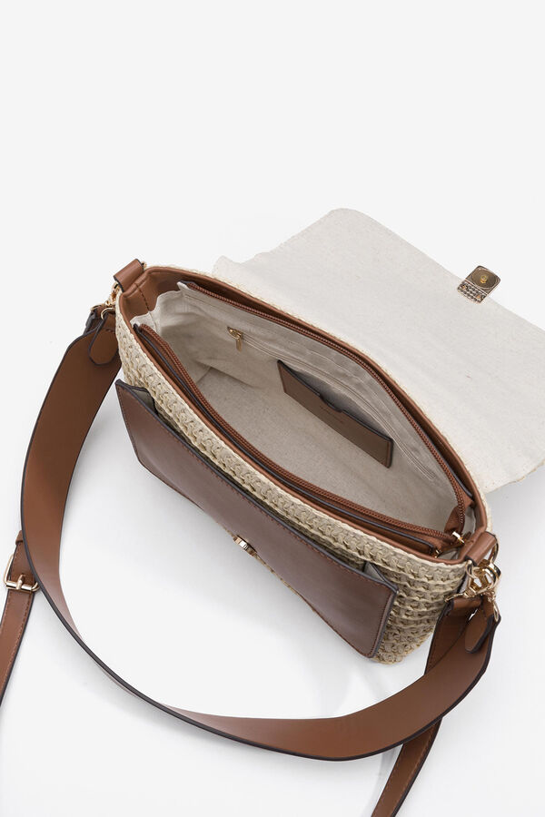 Vilanova Straw effect shoulder bag Beige