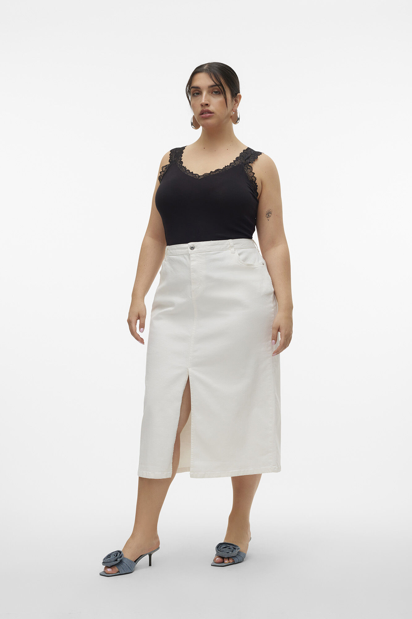 Plus size denim midi skirt Women s skirts Cortefiel