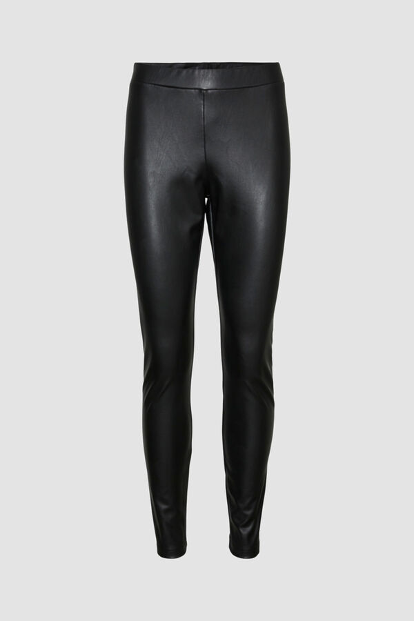 Cortefiel Faux leather leggings Black