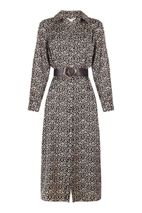 Cortefiel Vestido satinado camisero Estampado gris