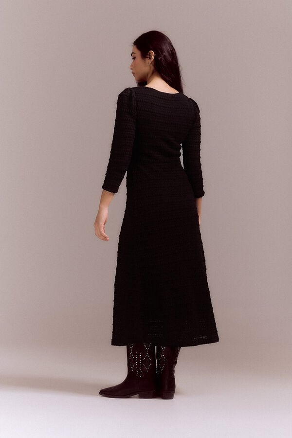 Cortefiel Structured jersey-knit dress Black