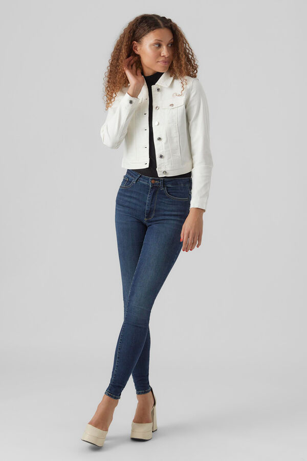 Cortefiel Women's short denim jacket White