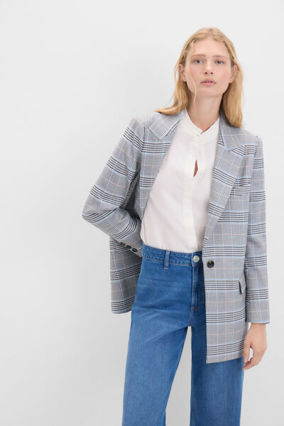 Cortefiel Checked blazer Printed blue