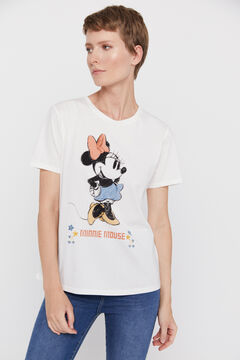 Cortefiel Minnie embroidered T-shirt Printed white