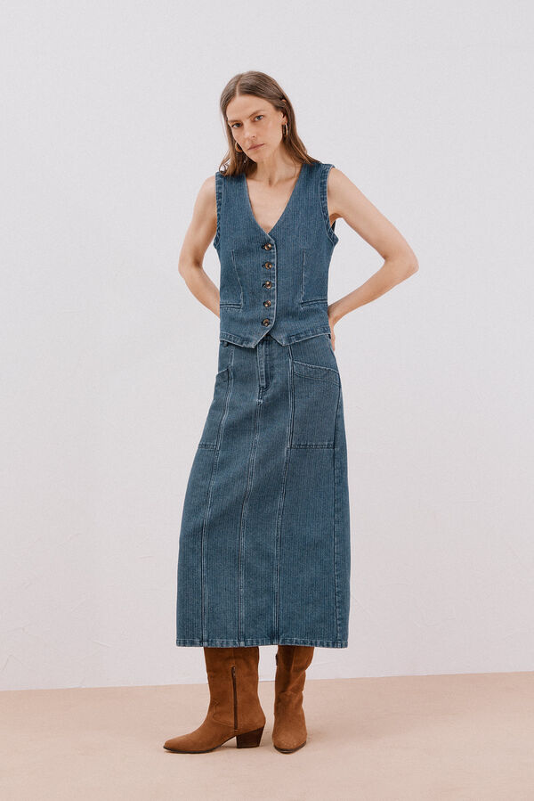 Cortefiel denim vest Blue