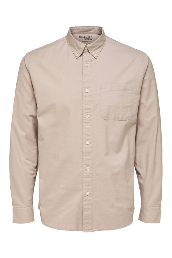 Cortefiel Long-sleeved shirt with pocket in 100% cotton Grey