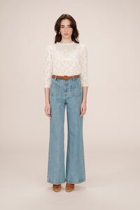 Grace & Mila Blusa de renda com manga 3/4