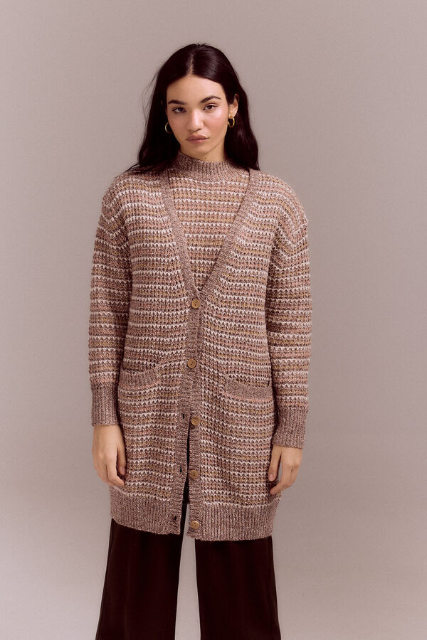 Cortefiel Multicoloured structured jersey-knit jacket Nude